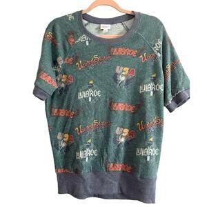 LULAROE Kitschy Jane Simply Comfort USA Unicorn Graphic Print Top - XS - NWT